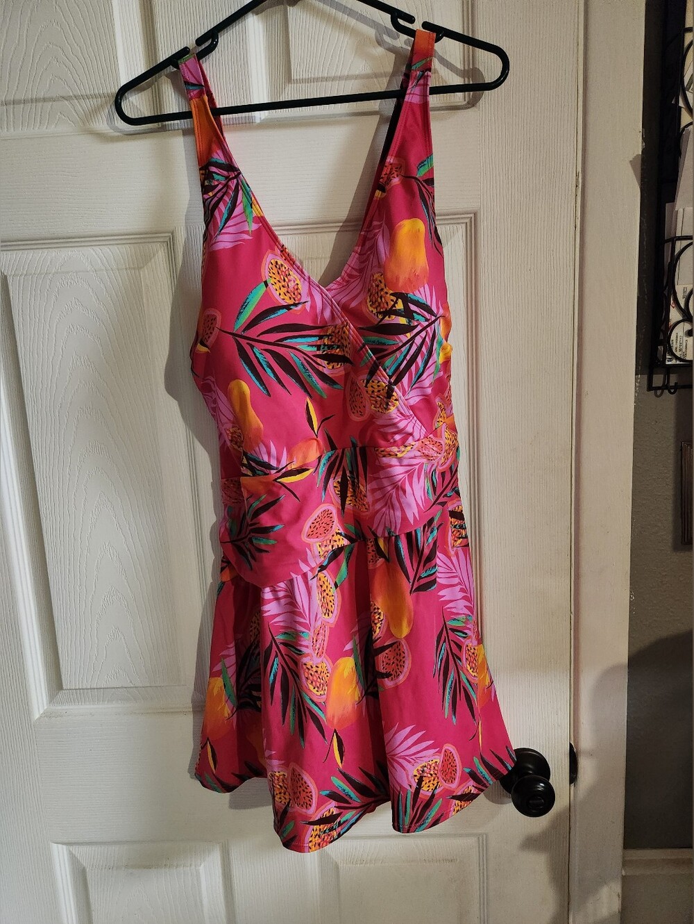 D & CO Tropical Pink V-Neck Swimsuit with Print